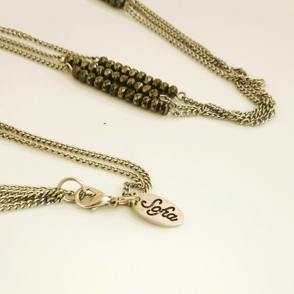 Sophia Multi Strand Necklace 18" Faux Hematite Bead Silver Tone Layered - Picture 5 of 6